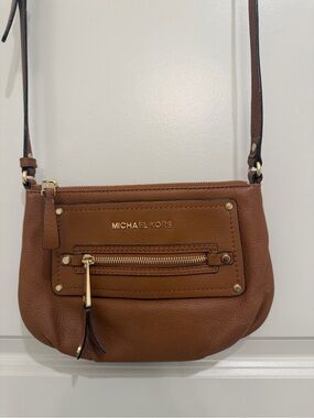 Michael Kors Brown Pebbled Leather Crossbody with Gold Hardware